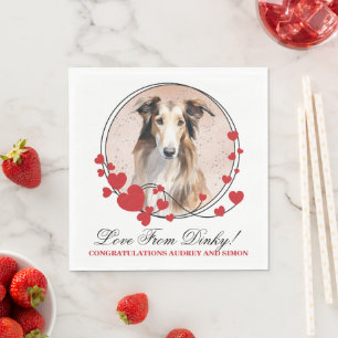 Borzoi Hund rotes Herz Rahmen Hund Foto Serviette