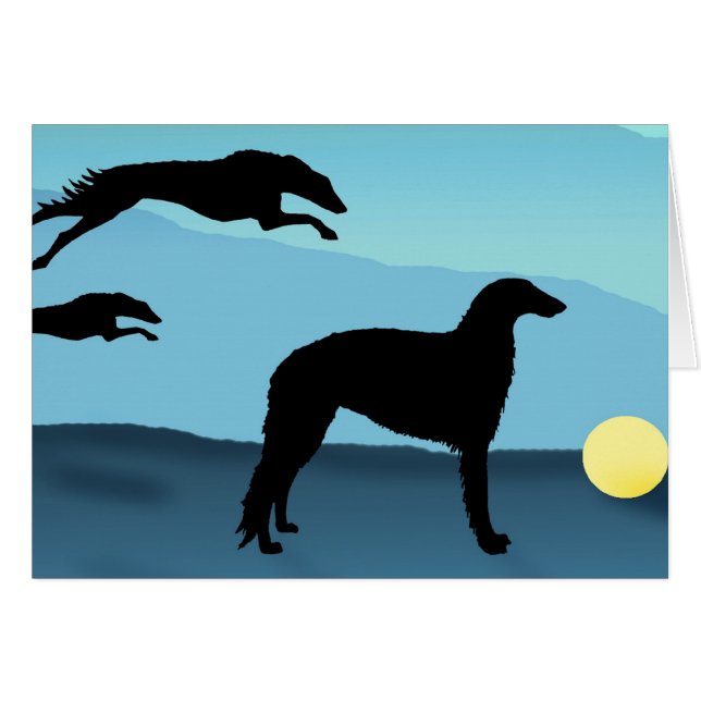 Borzoi-Hunde, die Ball jagen (Vorderseite (Horizontal))