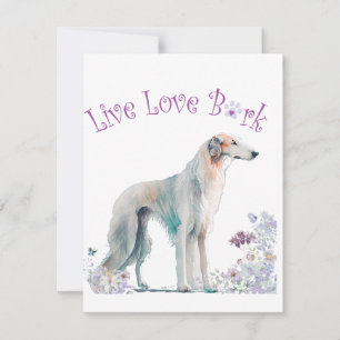 Borzoi Hundefrau Blumenmuster Mitteilungskarte