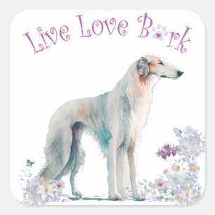Borzoi-Hundemutter Floral Quadratischer Aufkleber