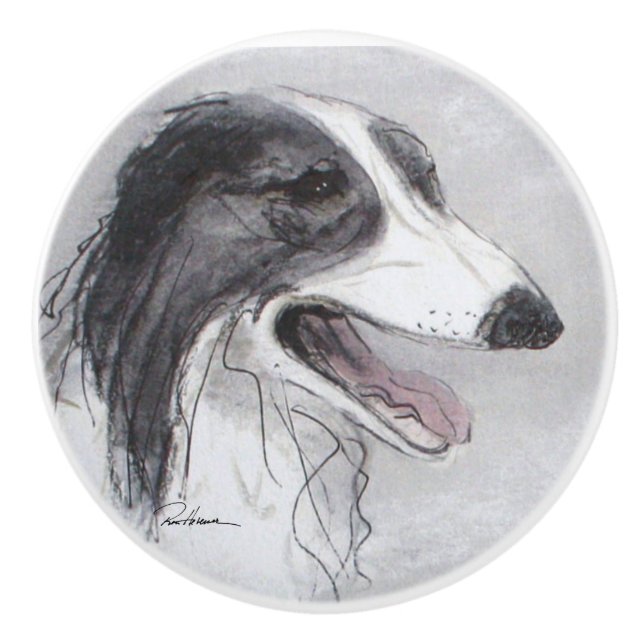 Borzoi Keramik Pull Keramikknauf (Vorderseite)
