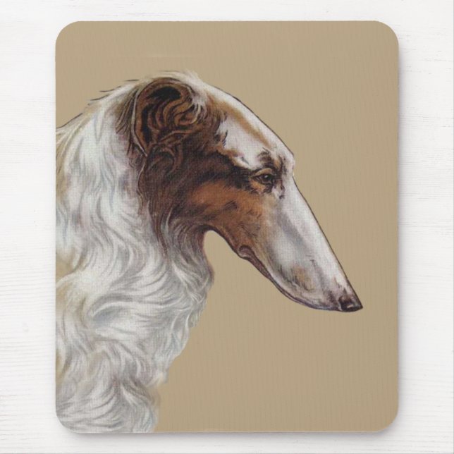 Borzoi-Kopf-Mauspad Mousepad (Vorne)