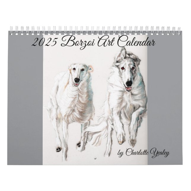 Borzoi Kunstkalender 2025 von Charlotte Yealey Kalender (Titelbild)