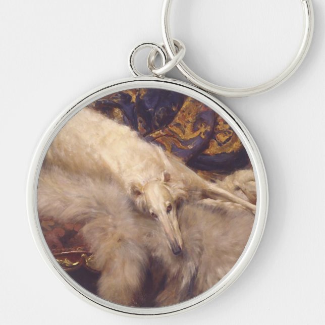 Borzoi-Lounging Schlüsselkette Schlüsselanhänger (Vorne)