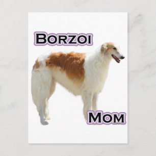 Borzoi-Mama 4 Postkarte