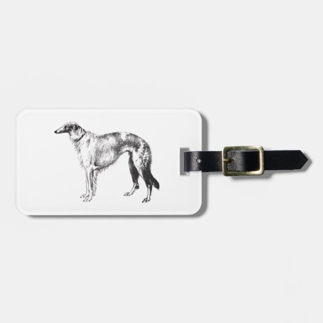 Borzoi Martynow Radierungs-Gepäckanhänger Gepäckanhänger (Vorderseite horizontal)