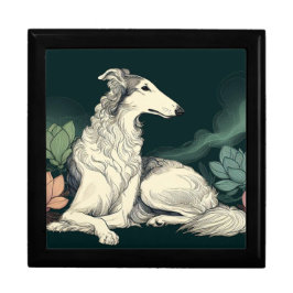 Borzoi mit Lotus Erinnerungskiste