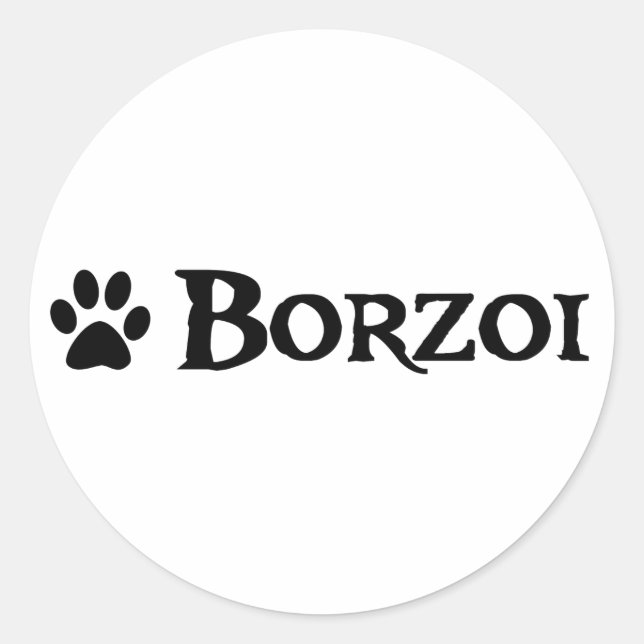 Borzoi (Piratenstil mit Pappdruck) Runder Aufkleber (Vorderseite)