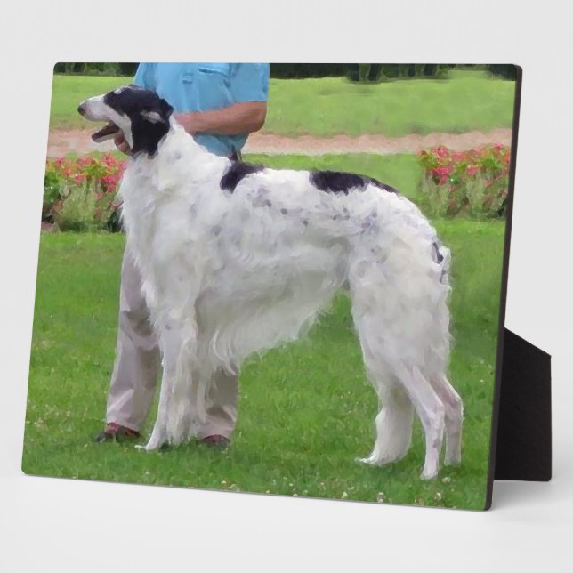 Borzoi Portrait Fotoplatte (Seite)