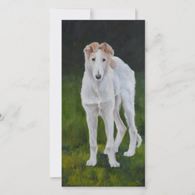 Borzoi Puppy Hund Art Danke Karte (Vorderseite)