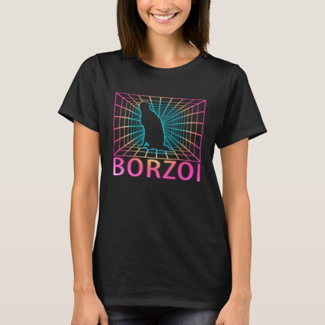Borzoi Retro Dog T-Shirt (Vorderseite)