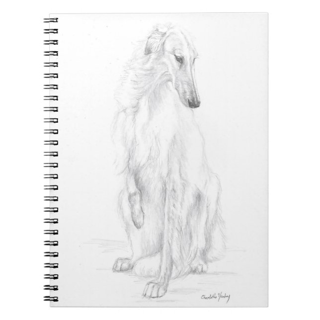 Borzoi russe Wolfhound Carnet d'art chien (Devant)