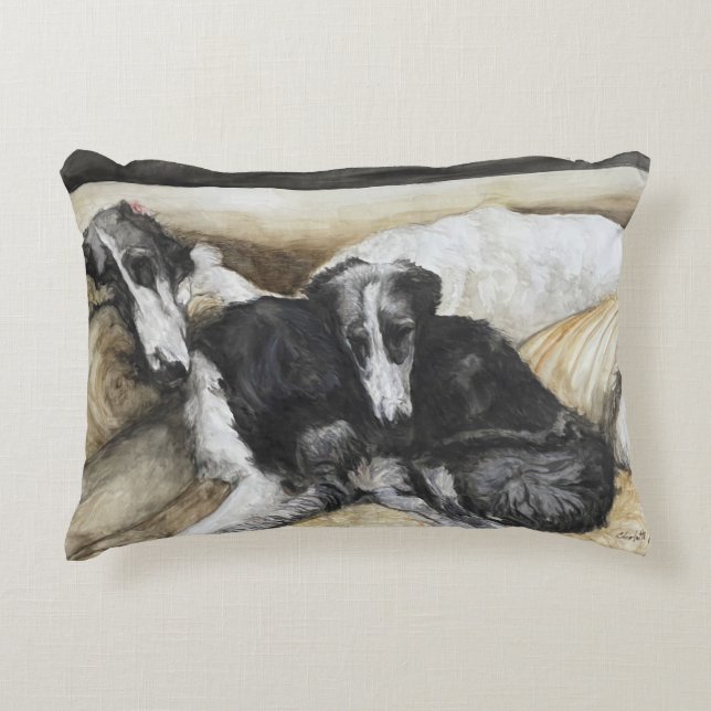 Borzoi Russe Wolfhound Coussin d'art chien (Devant)