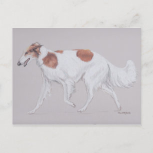 Borzoi Russia Wolfhound Canine Dog Art Postcard Postkarte