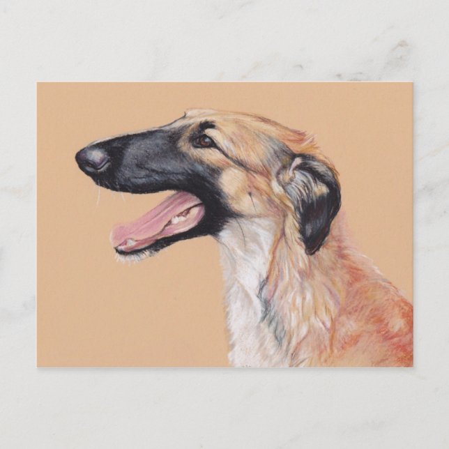 Borzoi Russian Wolfhound Dog Art carte postale (Devant)
