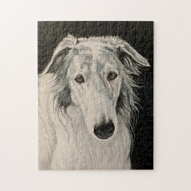 Borzoi Russian Wolfhound Portrait Dog Art Puzzle (Vertikal)