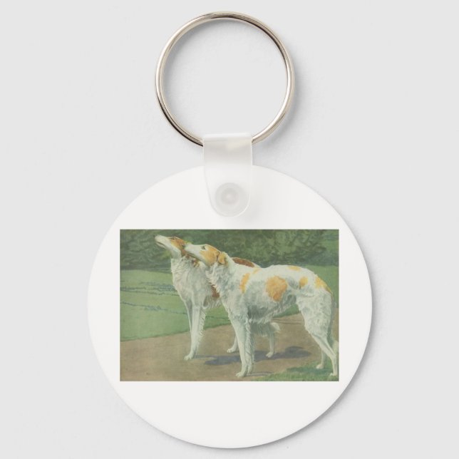 Borzoi (Russischer Wolfhound) Schlüsselanhänger (Vorderseite)