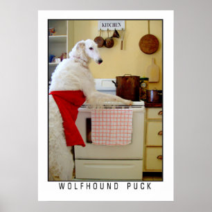 Borzoi Russischer Wolfshund "Wolfshund Puck" Hund Poster