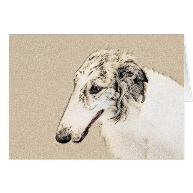 Borzoi (Silber Brindle) Malerei Original Dog Art (Vorderseite (Horizontal))