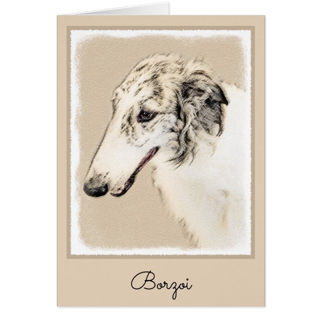 Borzoi (Silber Brindle) Malerei Original Dog Art (Vorne)