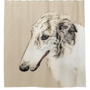Borzoi (Silber Brindle) Malerei Original Dog Art Duschvorhang