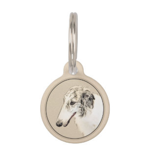 Borzoi (Silber Brindle) Malerei Original Dog Art Haustiermarke