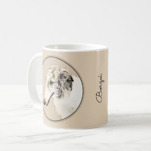 Borzoi (Silber Brindle) Malerei Original Dog Art Kaffeetasse