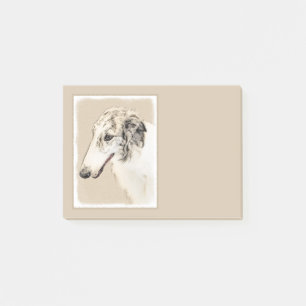Borzoi (Silber Brindle) Malerei Original Dog Art Post-it Klebezettel