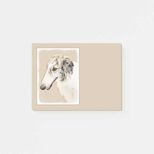 Borzoi (Silber Brindle) Malerei Original Dog Art Post-it Klebezettel (Vorderseite)