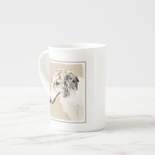 Borzoi (Silber Brindle) Malerei Original Dog Art Prozellantasse