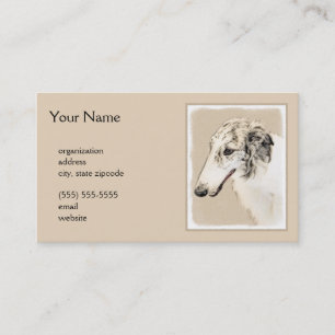 Borzoi (Silber Brindle) Malerei Original Dog Art Visitenkarte