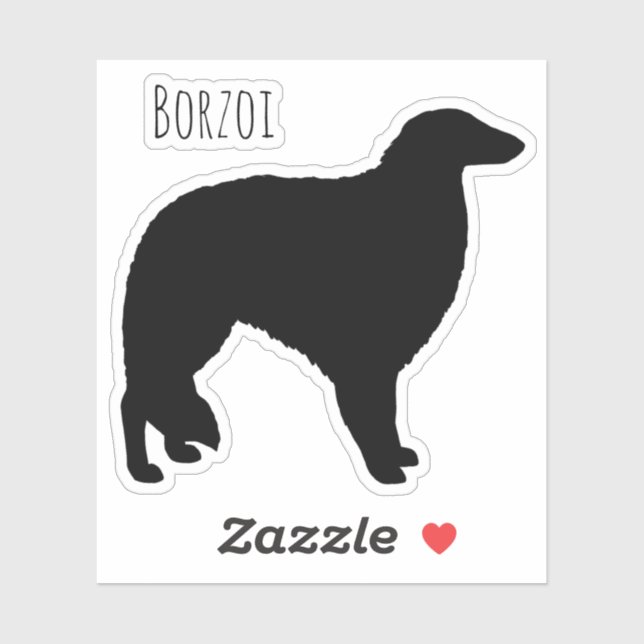 Borzoi-Silhouette Cool Hundefutter Vinyl Sticker (Blatt)