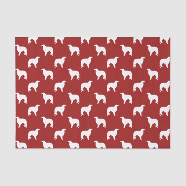 Borzoi Silhouetten Muster Red Seidenpapier (Vorderseite)
