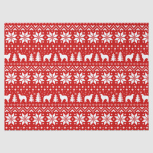Borzoi Silhouetten Weihnachtsmuster Rot Seidenpapier