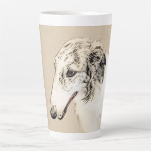 Borzoi (Silver Brindle) Malerei Original Hundekuns Milchtasse