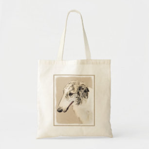 Borzoi (Silver Brindle) Malerei Original Hundekuns Tragetasche