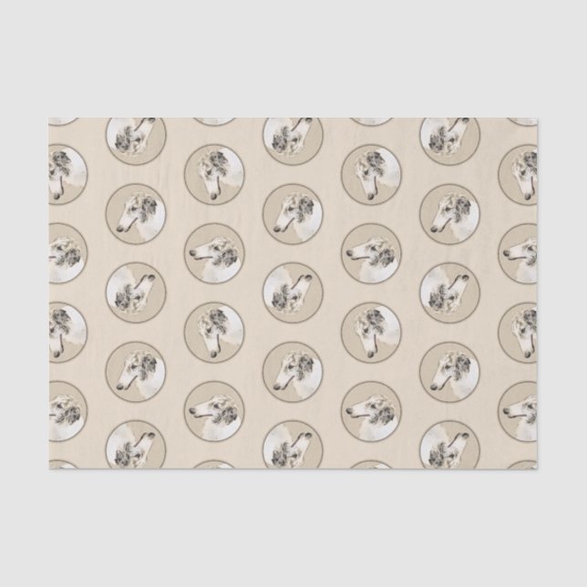 Borzoi Silver Brindle Malerei Wolfhound Dog Art Seidenpapier (Vorderseite)