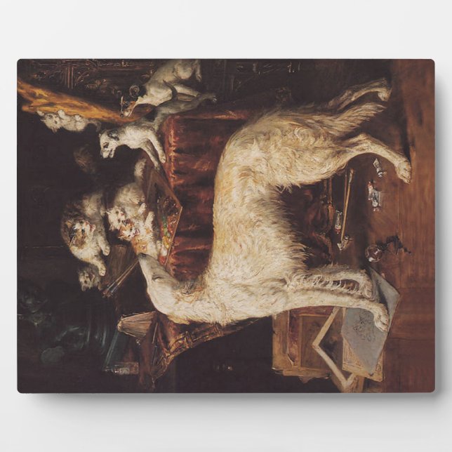 Borzoi und Katzen Fotoplatte (Vorderseite)