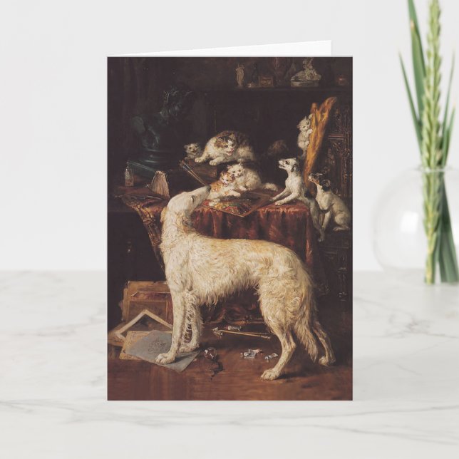 Borzoi-und Katzen-Karte Karte (Vorderseite)