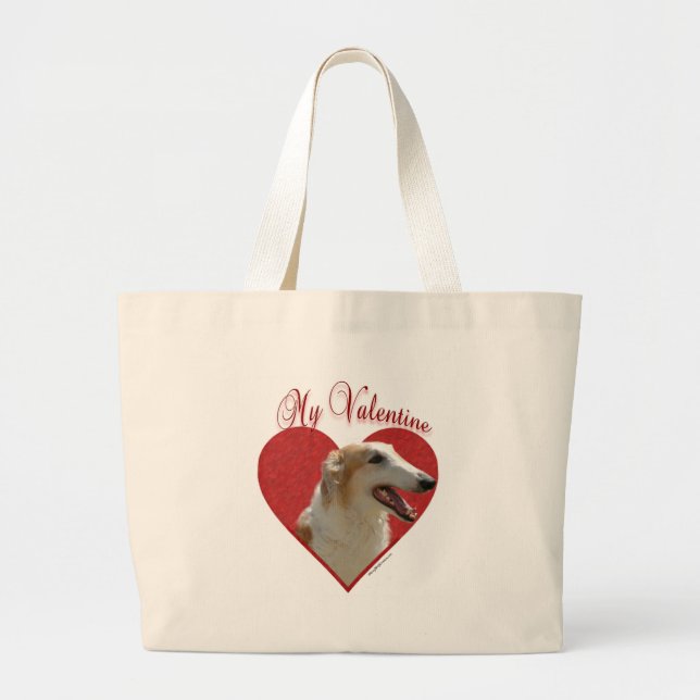 Borzoi Valentine Jumbo Stoffbeutel (Vorne)
