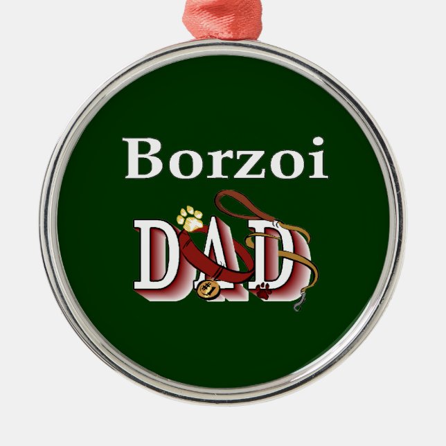 Borzoi-Vater Silbernes Ornament (Vorne)