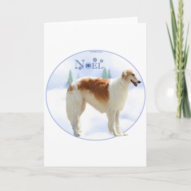 Borzoi-Weihnachten Feiertagskarte (Vorderseite)