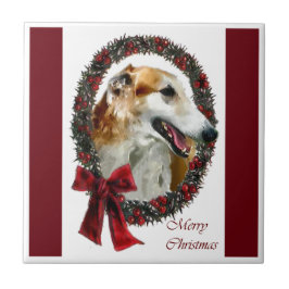 Borzoi Weihnachten Fliese