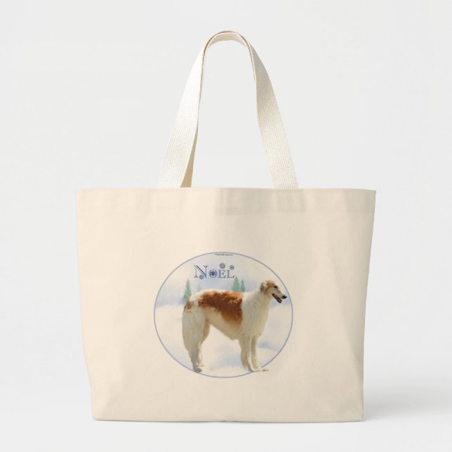 Borzoi-Weihnachten Jumbo Stoffbeutel (Vorne)
