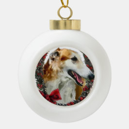 Borzoi Weihnachten Keramik Kugel-Ornament