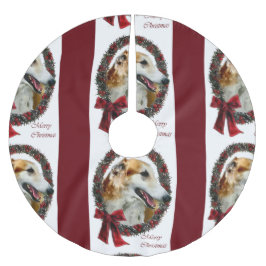 Borzoi Weihnachten Polyester Weihnachtsbaumdecke