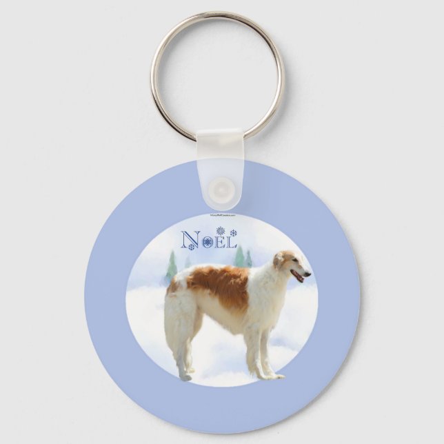 Borzoi-Weihnachten Schlüsselanhänger (Vorderseite)