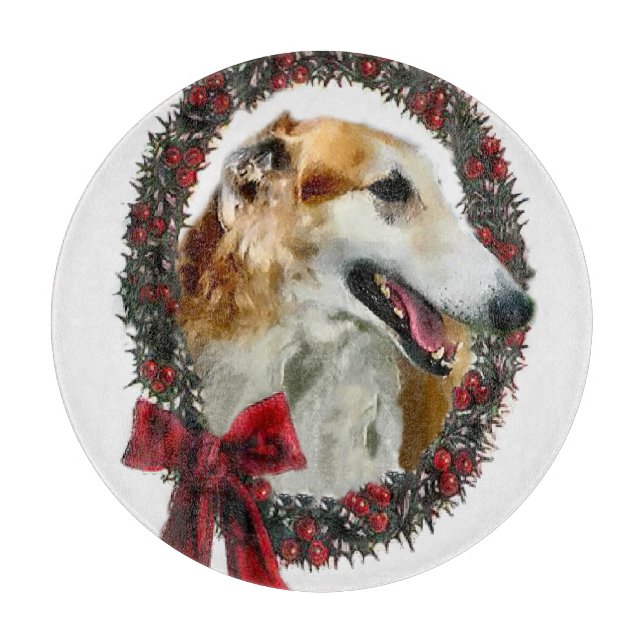 Borzoi Weihnachten Schneidebrett (Vorderseite)