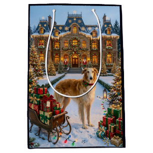Borzoi-Weihnachtsgeschenktüte Mittlere Geschenktüte