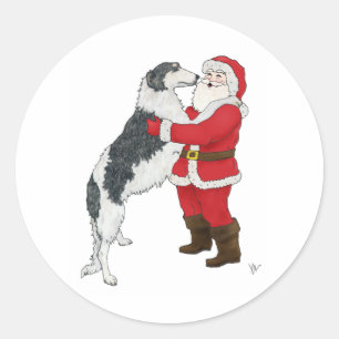 Borzoi Weihnachtsgrüßen Runder Aufkleber